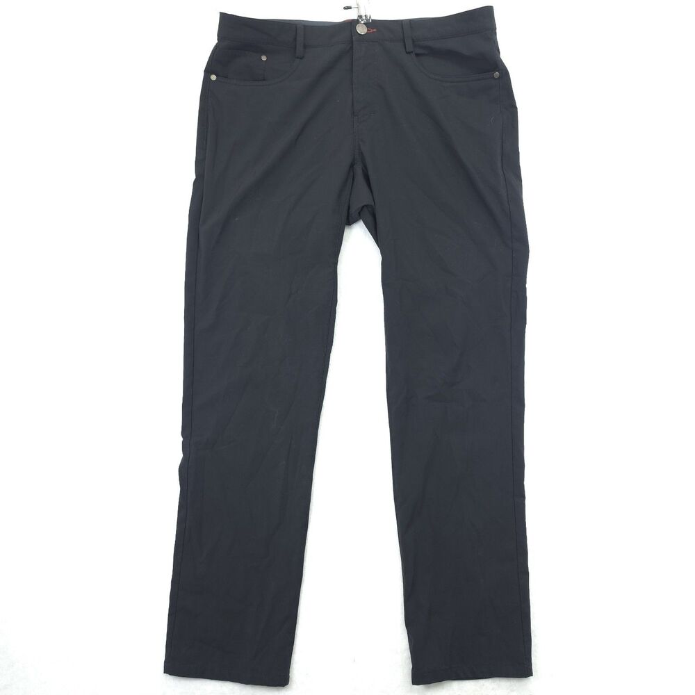 QOR Performance Mens Size 36x34 Black Pants Flat Front